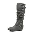thumbnail image 1 of Dream Pairs Womens Wide-Calf Knee High Low Hidden Wedge Slouch Buckle Boots Ura Grey/Suede Size 5.5, 1 of 7