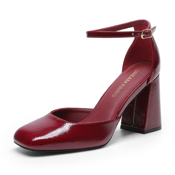 Dream Pairs Womens closed toe Adjustable Ankle Strap block heel pump shoes