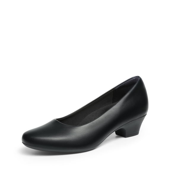 DREAM PAIRS Women's Closed Toe Pumps, 1.6-Inch Low Chunky Block Heel Slip-On Dress Shoes for Work & Office