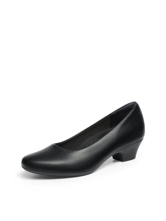 Women's Closed Toe Pumps, 1.6-Inch Low Chunky Block Heel Slip-On Dress Shoes for Work & Office