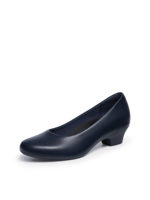 Women's Closed Toe Pumps, 1.6-Inch Low Chunky Block Heel Slip-On Dress Shoes for Work & Office