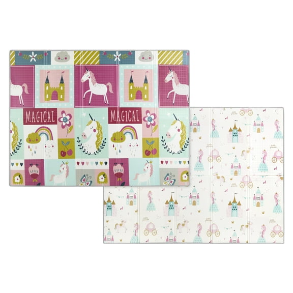 Dream On Me Play Time Reversible Baby Play Mat |Foldable Extra Large Thick Foam Crawling Playmats For Toddlers|Waterproof Portable Playmat For Babies | Yoga/Picnic/Game Mat|Indoor/Outdoor