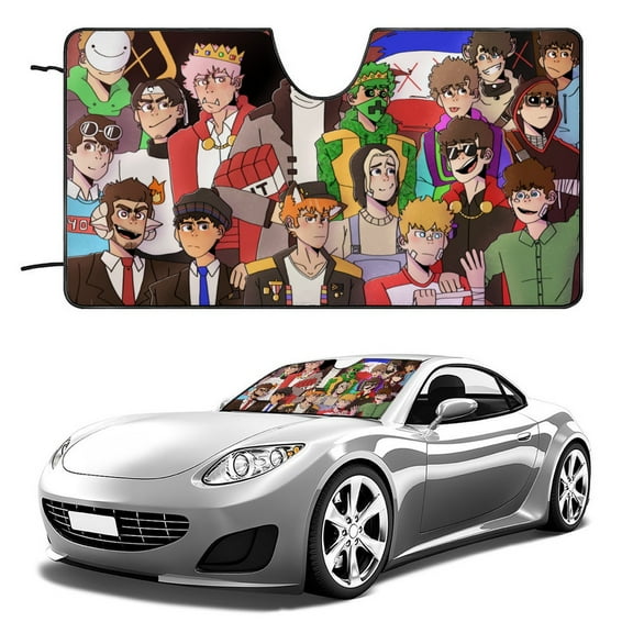 Dream SMP-theme Windshield Sun Shade Front Protector Folding Car Sun Visor Blocks Uv Rays Keeps Your Vehicle Cool56in*30in(140cm*76cm)