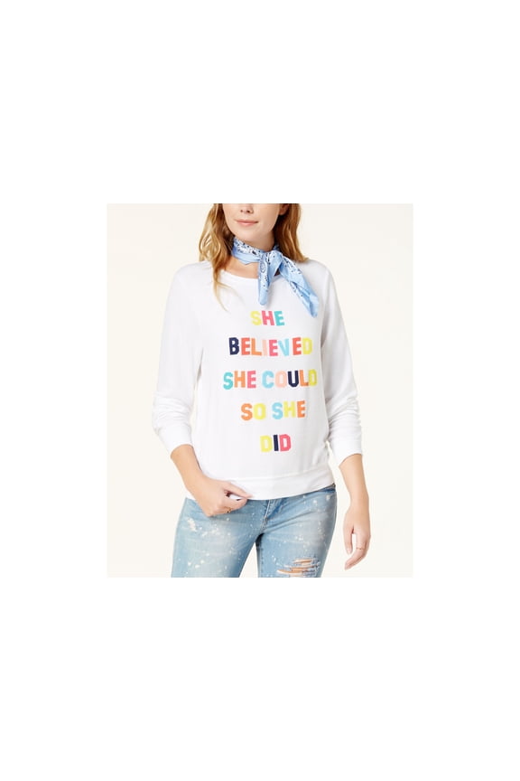 She Believed She Could Graphic Sweatshirt Clean White XS