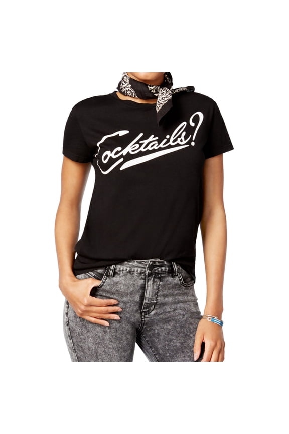 Womens Cotton Cocktails Graphic T-Shirt, Black, X-Small