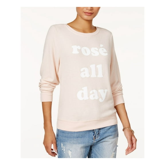 Dream Scene Womens Cotton Rose All Day Sweatshirt, Pink, Large