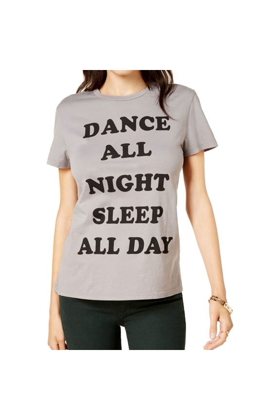 Womens Dance All Night Sleep All Day Graphic T-Shirt, Grey, Small