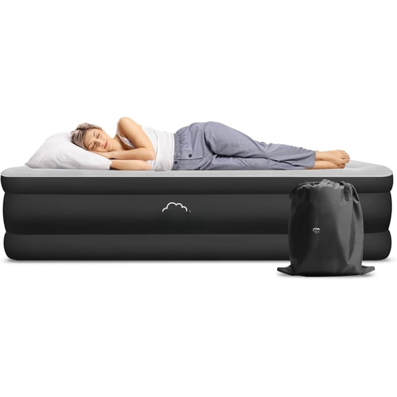 Dream Series Luxury Air Mattress, ComfortCoil Technology, Built-in High Capacity Pump for , Camping- Double Height, Adjustable, Inflatable Blow Up, Portable - Size