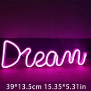 Dream Shaped LED Light,Buttery or USB Use,Dream Letter LED Sign,LED Night Light for Bedroom Living Room Office Party Wedding Christmas Bar Wall Decoration Congrats Birthday Gifts