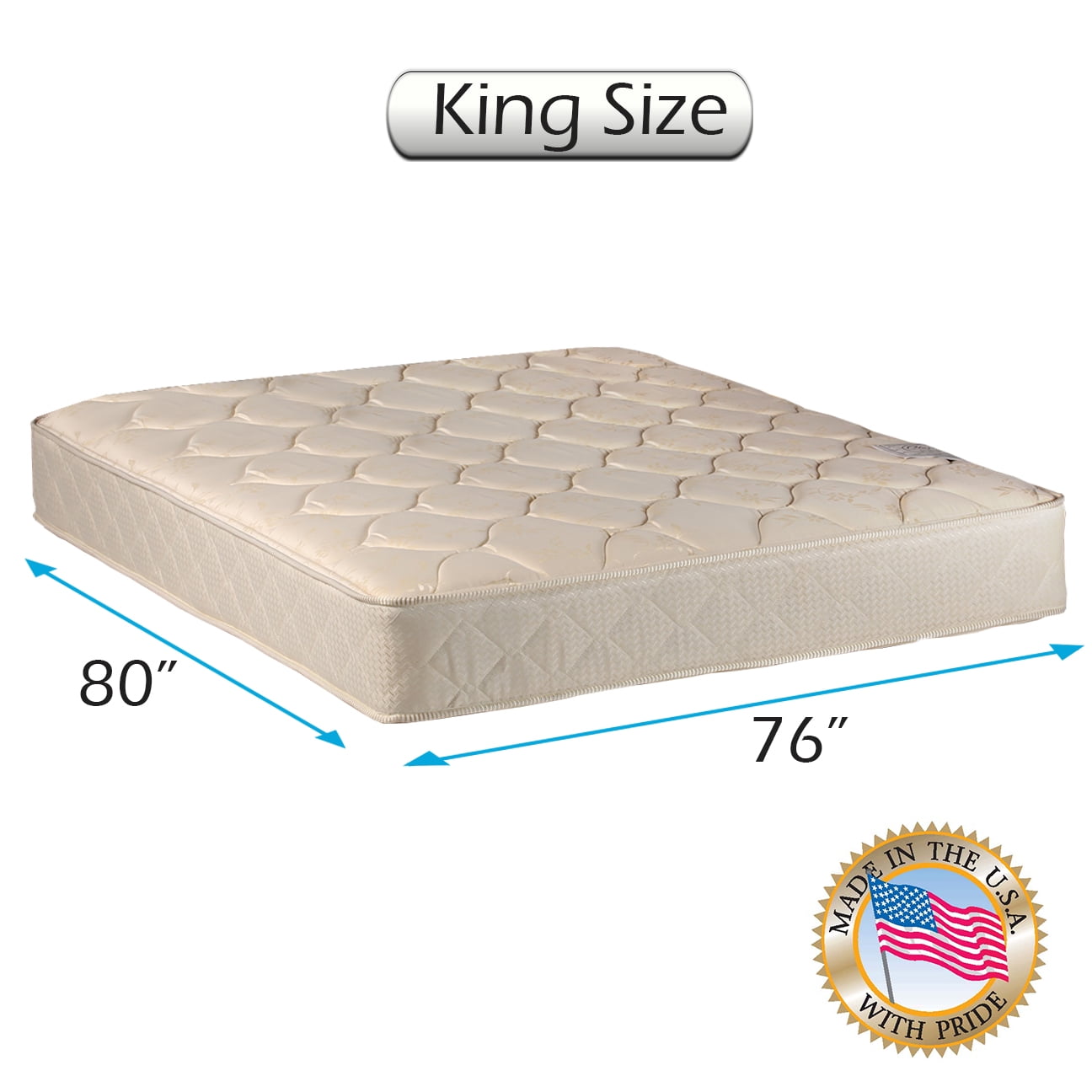 Dream Sleep Comfort Classic Gentle Firm 2-Sided Mattress Only - Fully Assembled, Orthopedic, Sleep Support System, Long Lasting by Dream Solutions USA (King 76"x80"x9")