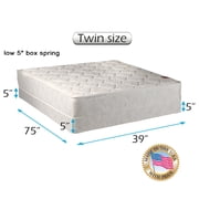 Dream Sleep Legacy One-Sided None Flip Mattress and Low Profile Box Spring Set with Mattress Protector Included - Spine Support, Orthopedic, Longlasting by Dream Solutions USA (Twin 39"x75"x8")