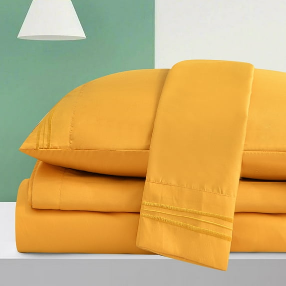 Dream Sleep Rayon Made from Bamboo Bed Sheets Set-Ultra Soft Sheets-Deep Pockets 16"-Wrinkle Resistant-3 Pieces, Twin Gold