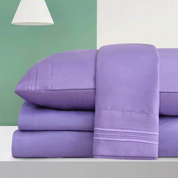 Dream Sleep Rayon Made from Bamboo Bed Sheets Set-Ultra Soft Sheets-Deep Pockets 16"-Wrinkle Resistant-3 Pieces,Twin Xl Violet