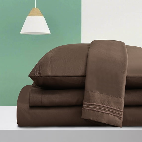 Dream Sleep Rayon Made from Bamboo Bed Sheets Set-Ultra Soft Sheets-Deep Pockets 16"-Wrinkle Resistant-4 Pieces, Full Dark Brown