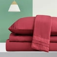 thumbnail image 1 of Dream Sleep Rayon Made from Bamboo Bed Sheets Set-Ultra Soft Sheets-Deep Pockets 16"-Wrinkle Resistant-4 Pieces, Full Red, 1 of 3