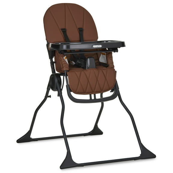 Dream On Me Snack and Stow Baby high Chair, Easy to fold and Store Travel high Chair, Removable and Three Position Adjustable Tray Portable high Chair, Cognac