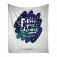 thumbnail image 1 of Dream Soft Flannel Fleece Blanket, Cosmic Galactic Watercolor Brush Stroke Shape with an Encouraging Words, Cozy Plush for Indoor and Outdoor Use, 60" x 80", Indigo Sea Green White, by Ambesonne, 1 of 5
