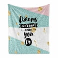 thumbnail image 1 of Dream Soft Flannel Fleece Blanket, Dreams Dont Work Unless You Do Inscription Abstract Hipster Retro Style Composition, Cozy Plush for Indoor and Outdoor Use, 50" x 60", Multicolor, by Ambesonne, 1 of 5