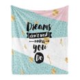thumbnail image 1 of Dream Soft Flannel Fleece Blanket, Dreams Dont Work Unless You Do Inscription Abstract Hipster Retro Style Composition, Cozy Plush for Indoor and Outdoor Use, 50" x 70", Multicolor, by Ambesonne, 1 of 5