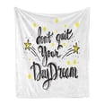 thumbnail image 1 of Dream Soft Flannel Fleece Throw Blanket, Dont Quit Your Daydream Positive Life Message with Yellow Shaded Stars, Cozy Plush for Indoor and Outdoor Use, 50" x 70", Yellow Black and White, by Ambesonne, 1 of 6