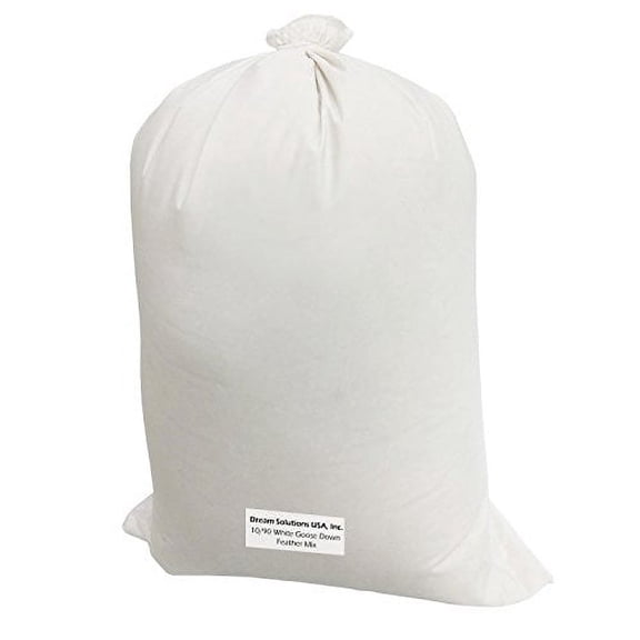 Dream Solutions USA Brand Bulk Goose Down Pillow Feathers - 10/90 White (8 LB) - Fill Comforters, Pillows, Jackets and More - Ultra-Plush Hungarian Softness