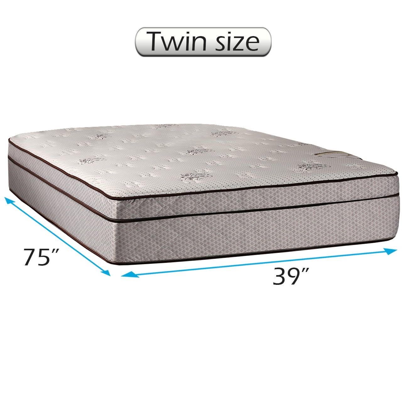 Dream Solutions USA Fifth Ave Extra Soft Foam Eurotop (PillowTop) Mattress Only (Twin 39"x75"x13") - Therapeutic Technology, Orthopedic Support, Quality Sleep System