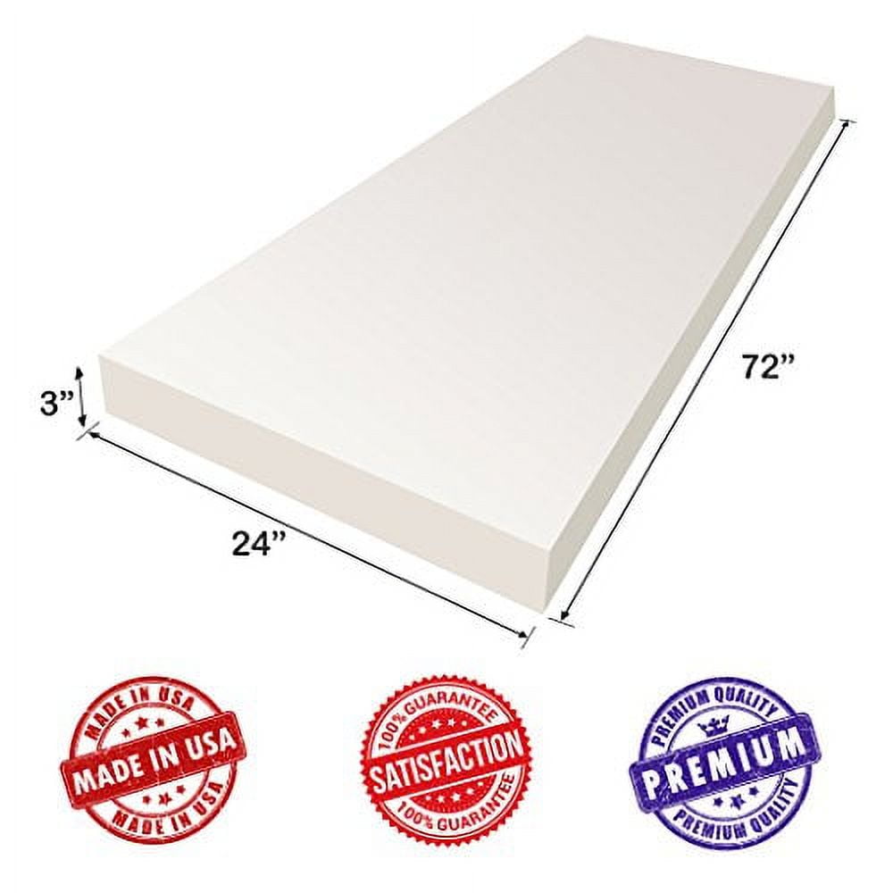 Dream Solutions USA Foam Cushion ( Seat or Sofa Replacement, Upholstery Sheet, Foam Cushion Regular Density 3"x24"x72"