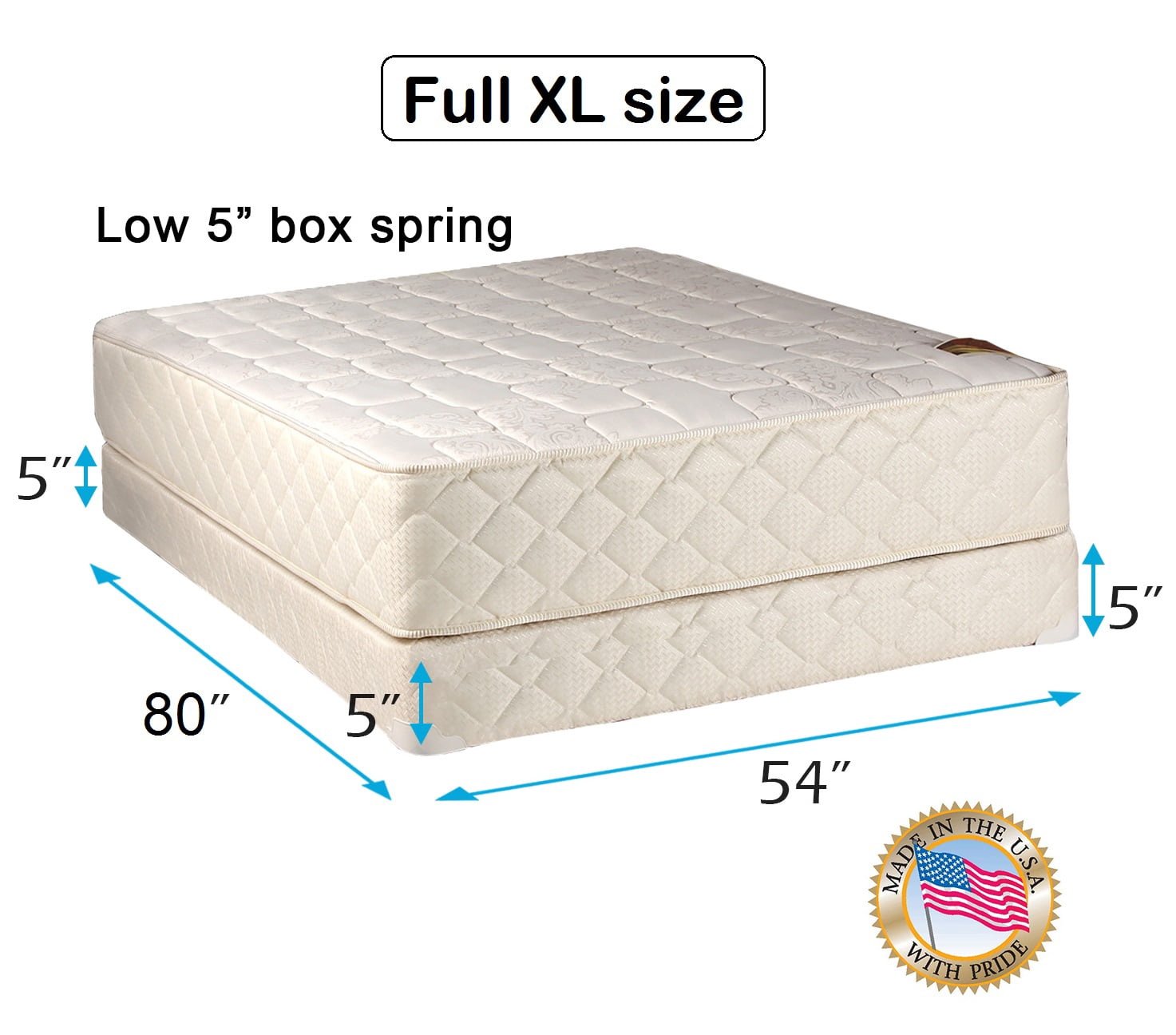 Dream Solutions USA Grandeur Deluxe Full Extra Long Size (54"x80"x12 ...