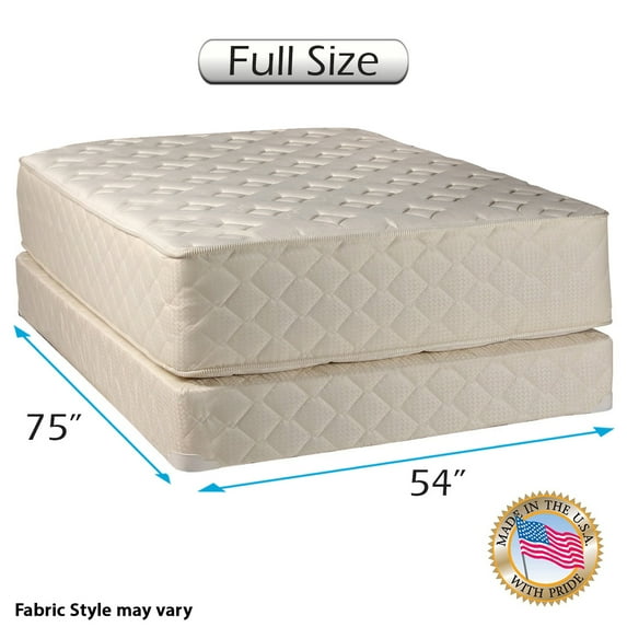 Dream Solutions USA Highlight Luxury Firm 54"x75"x14" Full Mattress & Low 5" Height Box Spring Set Fully Assembled - Spinal Back Support, Innerspring Coils, Longlasting Comfort