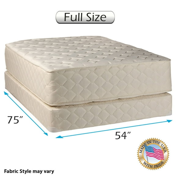 Dream Solutions USA Highlight Luxury Firm 54"x75"x14" Full Mattress & Low 5" Height Box Spring Set Fully Assembled - Spinal Back Support, Innerspring Coils, Longlasting Comfort