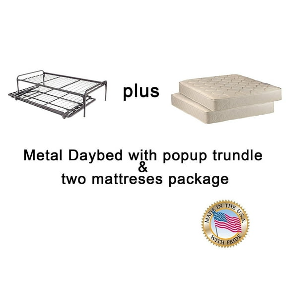 Dream Solutions USA Metal Twin Daybed with Pop Up Trundle Silver