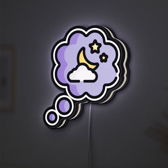 Dream Speech Bubble 3D Novelty Light Box, Sleep and Imagination Themed Lamp Decor for Bedrooms, Kids and Relaxation Spaces (Width 8 inch, 20cm)