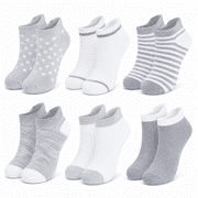 Whisper Soft Girls Socks, Lightweight and Breathable Ankle Socks for Girls, Grey, L, 6 Pack