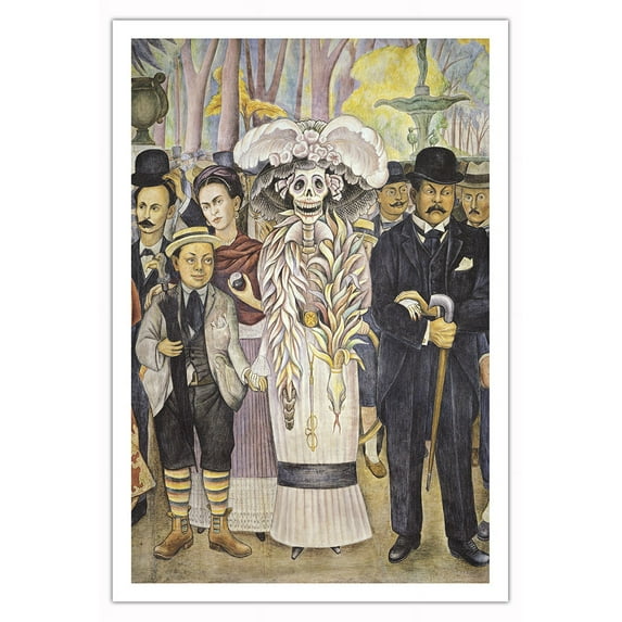 Dream of a Sunday Afternoon in the Alameda Mural (Detail) - From an Original Color Mural by Diego Rivera c.1947 - Fine Art Matte Paper Print (Unframed) 30x44in