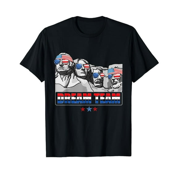 Dream Team Mount Rushmore Presidents 4th Of July Patriotic T-Shirt