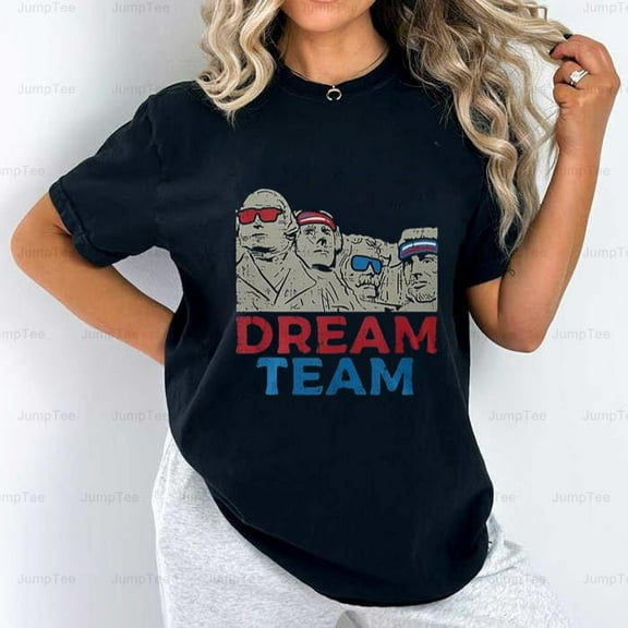 Dream Team Presidents Mount Rushmore Funny 4th July USA Historical Art Comfort Color T-Shirt Unisex, up to 4XL