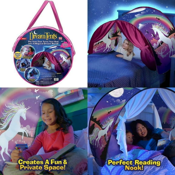 Dream Tents Unicorn Fantasy Twin Size, Kids Pop Up Play Tent, As Seen on TV