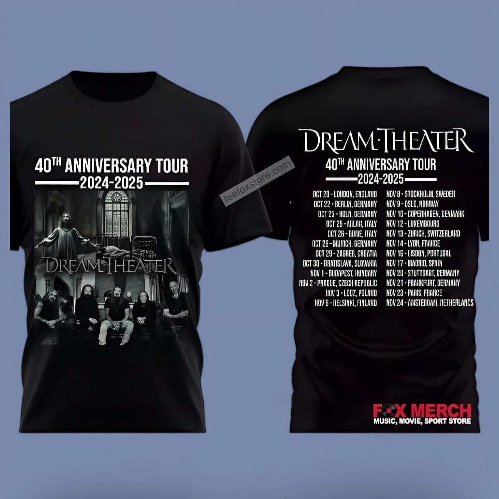 Dream Theater 40th Anniversary Tour 20242025 Concert Black TShirt