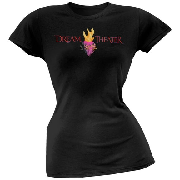Dream Theater Women's Juniors Flaming Heart Short Sleeve T Shirt