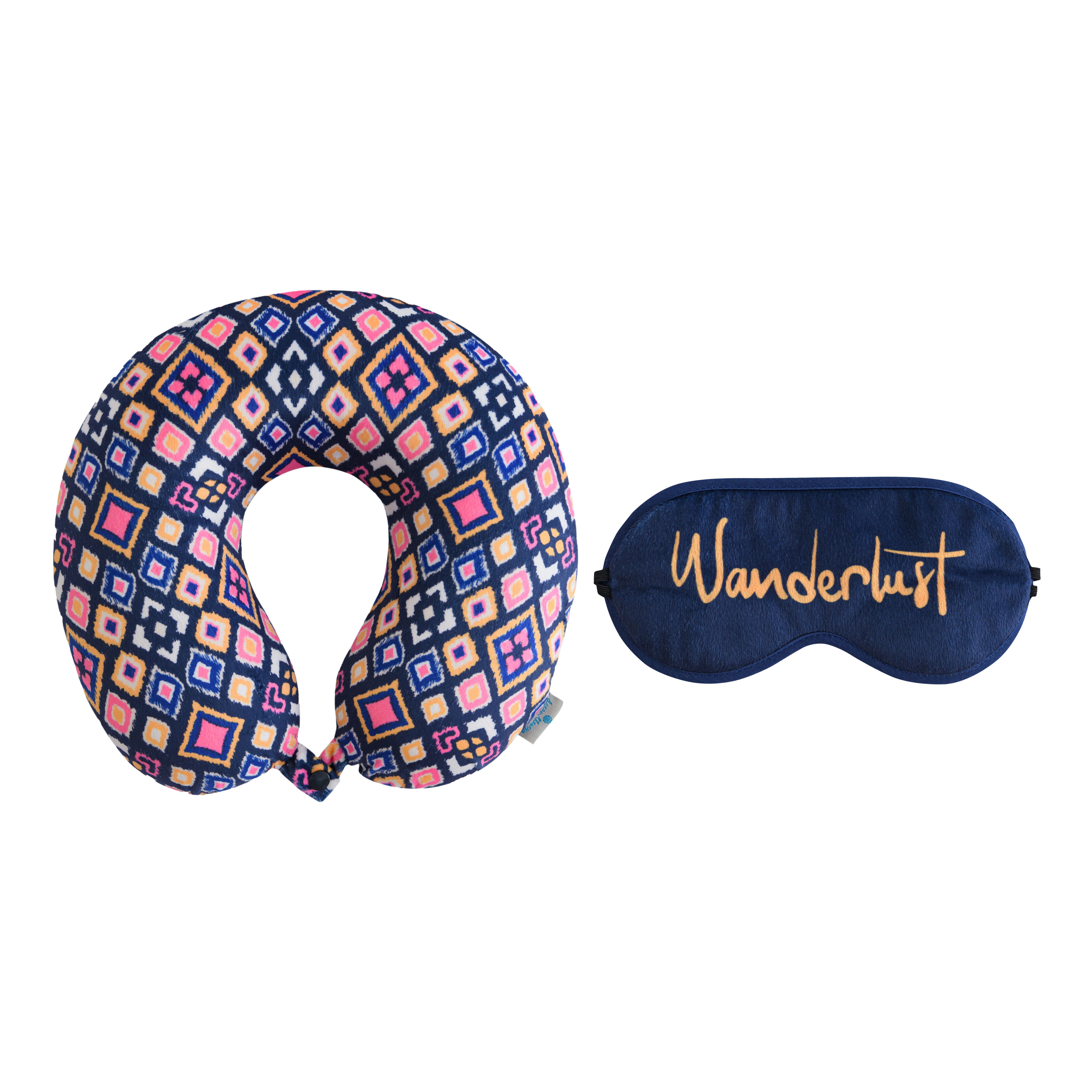 Dream Theory® 2Piece Travel Set Memory Foam Travel Neck Pillow and