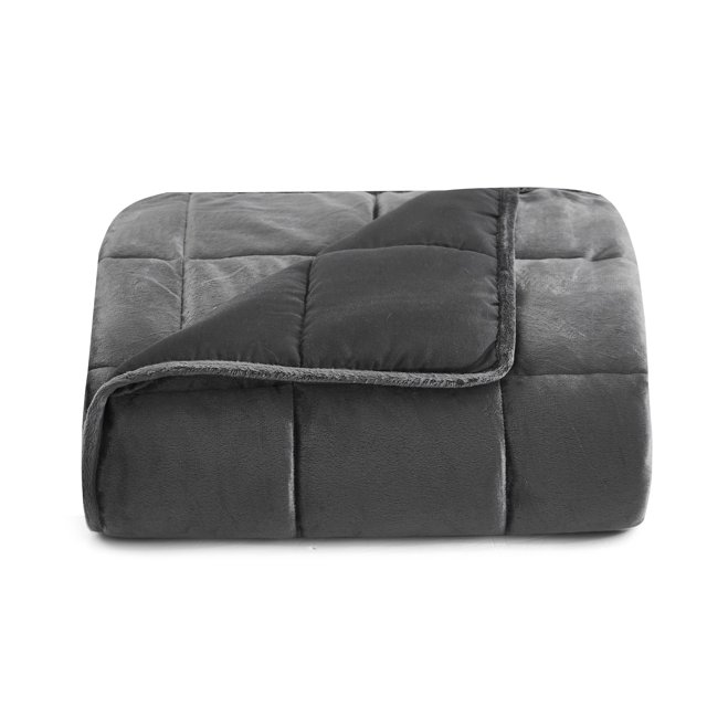 Dream Theory Premium Ultra Plus Mink to Microfiber 12 lb Weighted Blanket 48" x 72" ,Gray, Adult