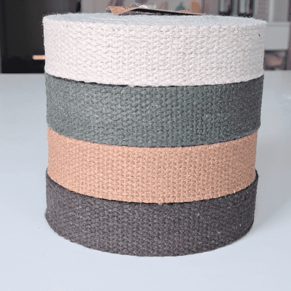 Dream Trimming Goods 1 Inch Cotton Webbing Strap 20 Yards Pre-cut, Brown, Army Green, Natural, Camel