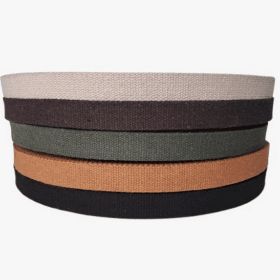 Dream Trimming Goods 1" x 50 Yards x 5 Colors Cotton Webbing Set (250 Yards Total) – Heavy, Durable Webbing for Bag Handles & Sewing – Natural, Black, Brown, Army Green, Camel