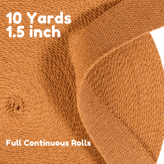 Dream Trimming Goods -Camel Yellow- 1.5 Inch 10 Yards Heavy Cotton Webbing Strap –Continuous Roll for Bag, Belts, Sewing & Craft Projects