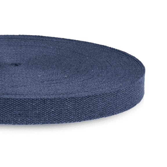 Dream Trimming Goods -Denim Blue- 1.5 Inch 10 Yards Heavy Cotton Webbing Strap –Continuous Roll for Bag, Belts, Sewing & Craft Projects