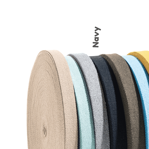 Dream Trimming Goods Navy Blue 1" x 50 Yards Thick Cotton Webbing Roll  Stylish Strap for Tote Handles, Pulse Bags & DIY Sewing