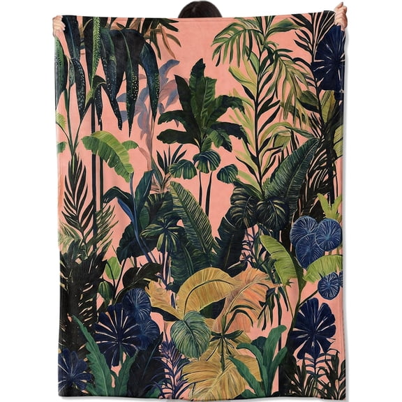 Dream Tropical Vacation Blanket Gifts for Users Women Adult Women,Jungle Leaves Blankets,Soft Comfy Lightweight for Home Couch Bed Sofa Boho Decor,Lush Botanical Art 50x40in