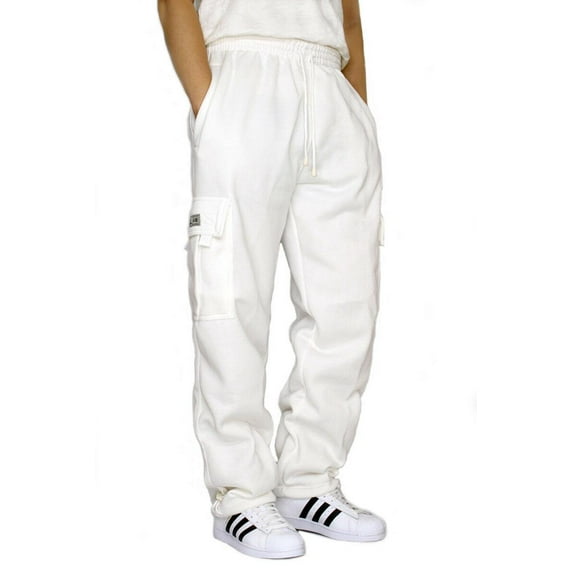 Dream USA Heavyweight Cargo Sweatpants, White, Medium