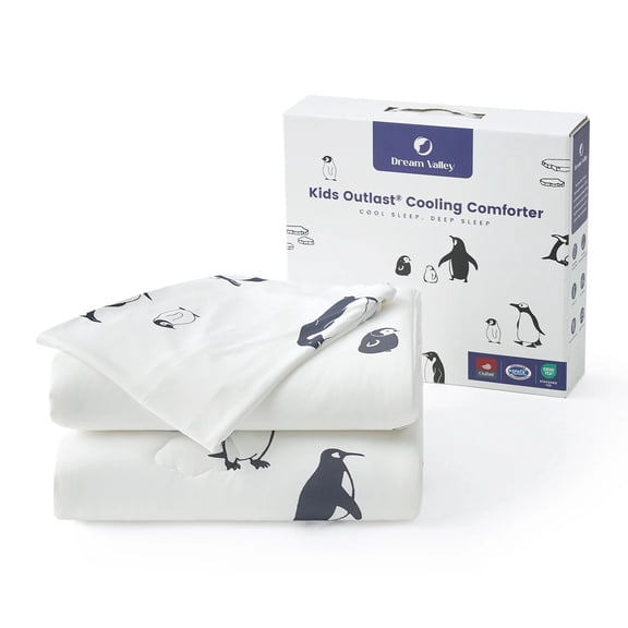 Dream Valley Outlast Cooling Comforter with 1 Pillowcase Set, NASA-Grade Technology Cooling Blanket, Q-Max > 0.45 Aerocool Soft and Cool, Antarctic Penguin
