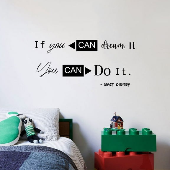 Dream It Do It Walt Disney Quote Positive Life Inspiration Motivation Quotes Saying Wall Art Sticker Designs Vinyl Stickers For Home House Walls Rooms Windows Bedroom Decoration Size (18x20 inch)